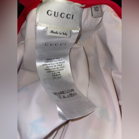 GUCCI GIRLS PINK/RED CHERRIES SWIMSUIT/BATHING SUIT SIZE 10 NEW W/SMALL STAIN - Picture 6 of 9